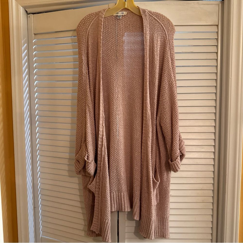 She + Sky pink Cardigan Sweater Soft and Versatile